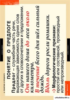 Комплект таблиц. Русский язык. Союзы и предлоги. 9 таблиц 5-8514-009