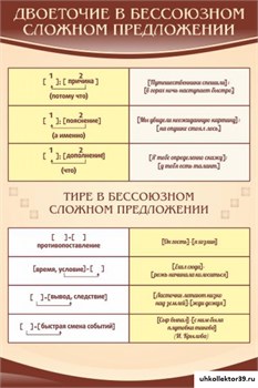 Стенд Двоеточие и тире в предложении ШК-1718