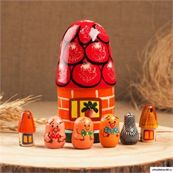 Пальчиковый театр «3 поросёнка», теремок и 6 кукол 3440260