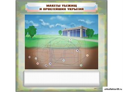 Магнитно-маркерная доска "Макеты убежищ и простейших укрытий" с комплектом фолий и тематических магнитов В2041