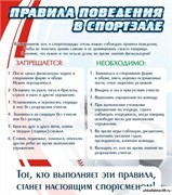 стенд Правила поведения в спортзале №2 ШК-2909