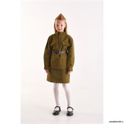 Костюм военного «Солдаточка», гимнастёрка, ремень, пилотка, юбка, 3-5 лет, рост 104-116 см 2086327